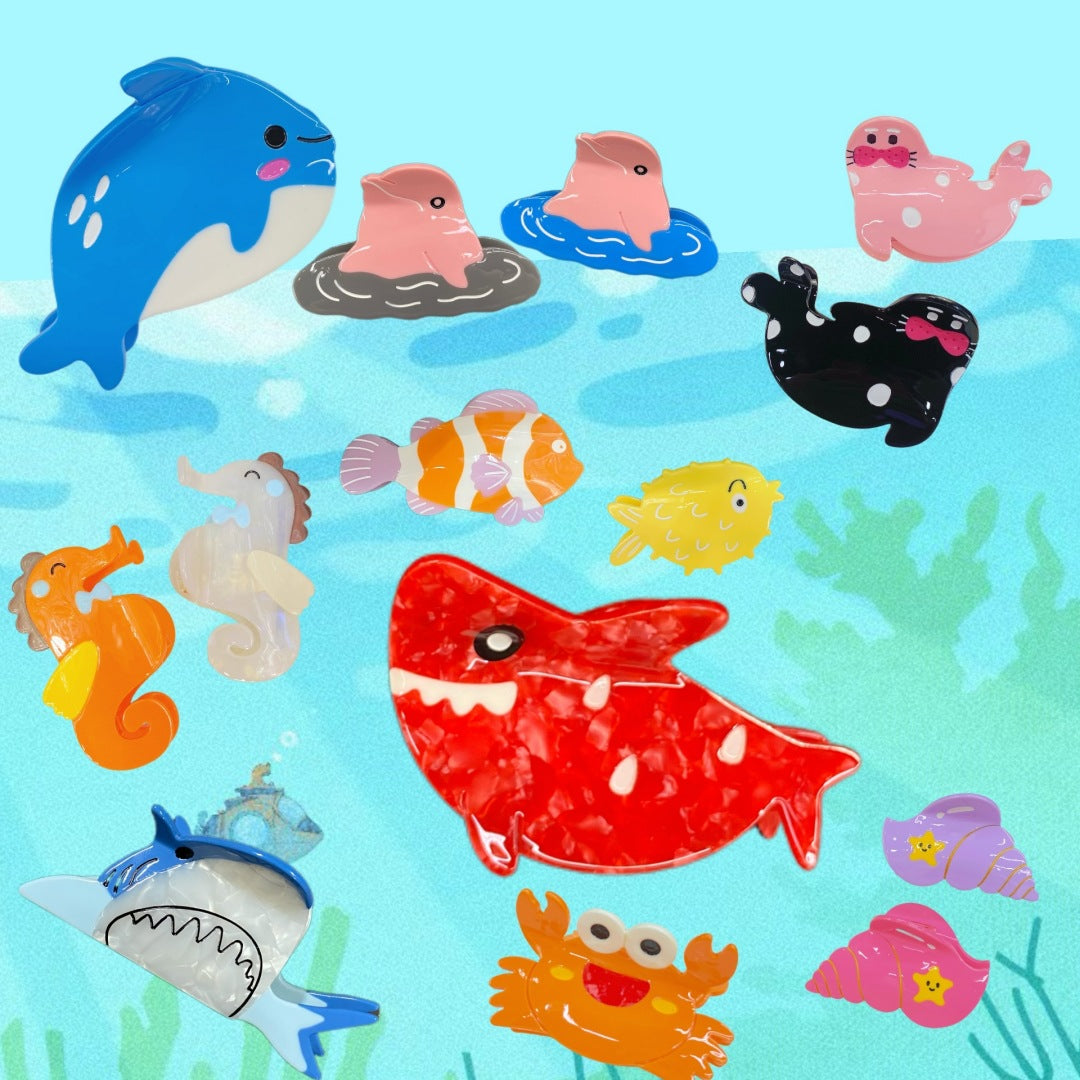 Ocean Design Hairpin - Conch, Whale & Crab Patterns