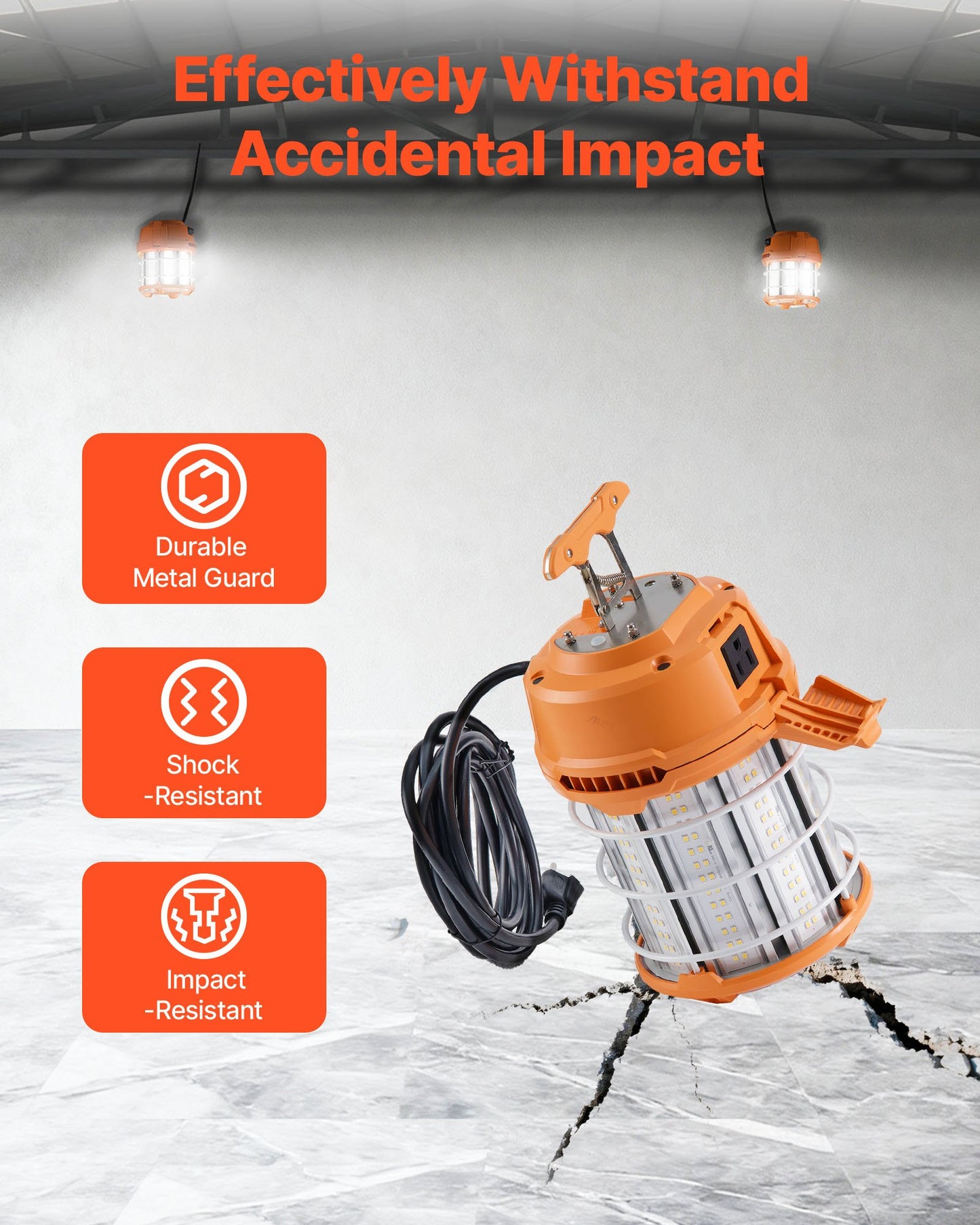 100W LED Work Light with 14400 Lumens, Water-Resistant, Linkable for Construction & Workshop