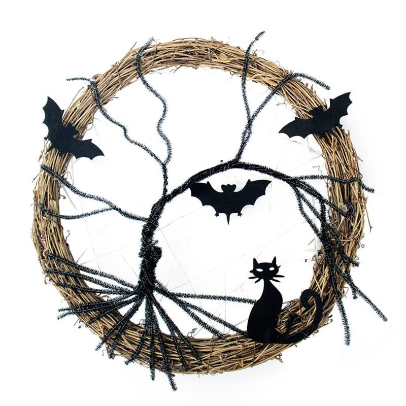 Luminous Entrance Corridor Cross Decoration - Simulation Wreath 37cm