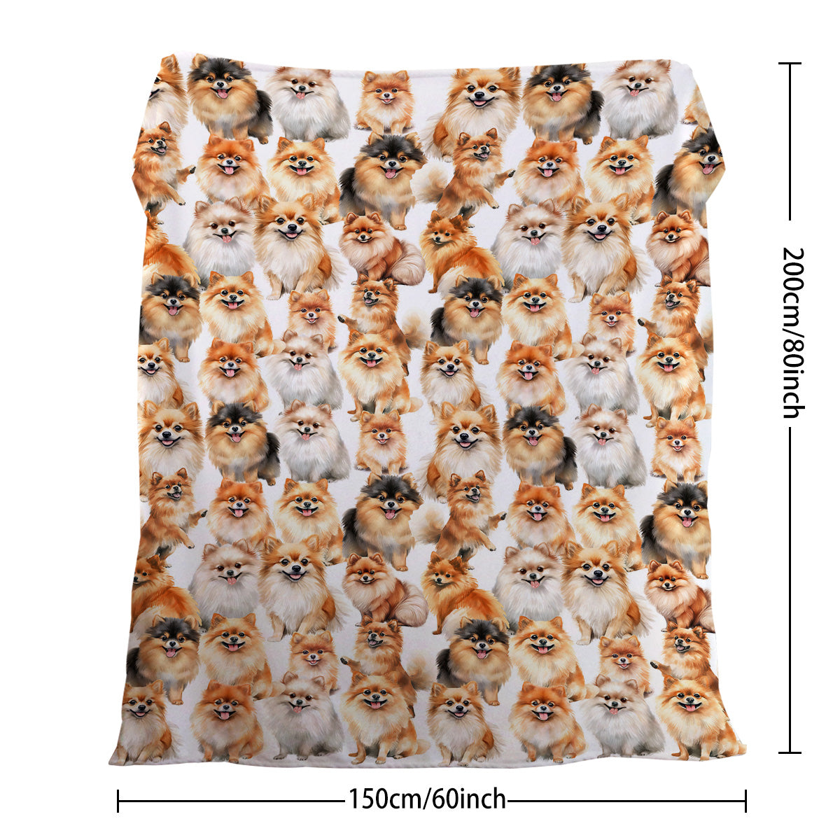 Pomeranian Dog Throw Blanket - Soft Flannel Bed Cover for Dog Lovers - 150x200cm Brown