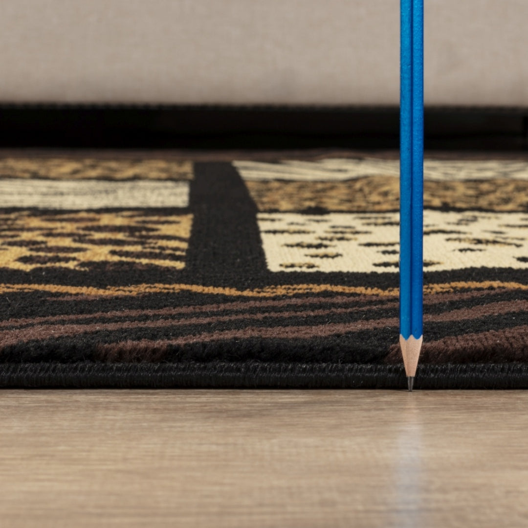 Animal Print Area Rug - 5'3" x 7'3" - Black Multi