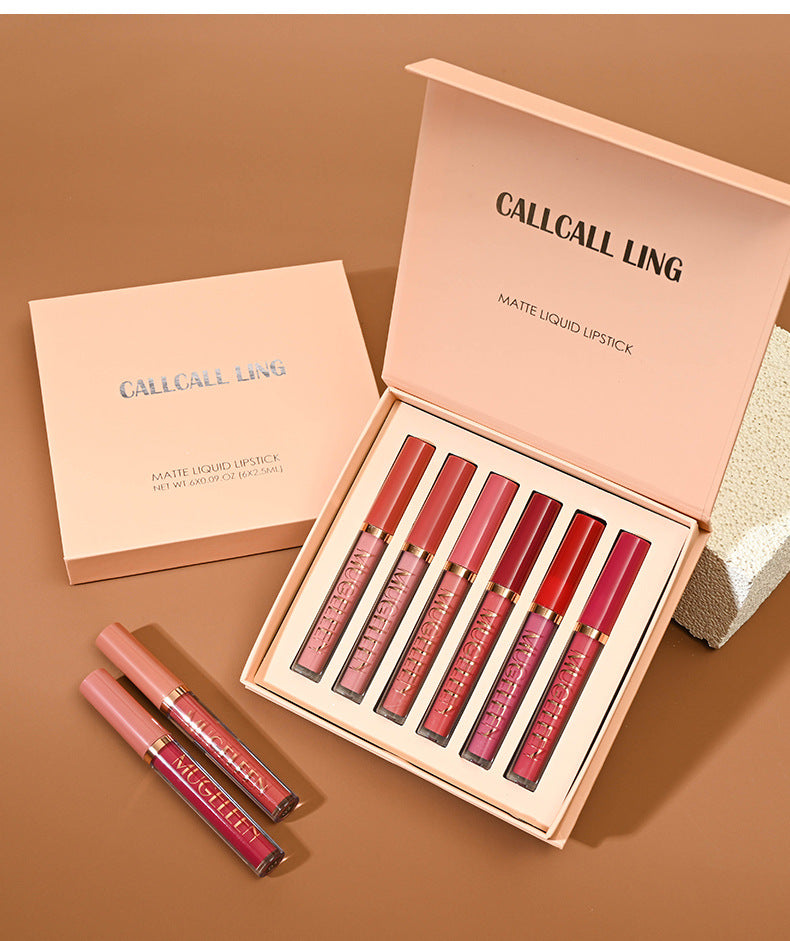 6-Piece Velvet Matte Liquid Lipstick Set - Long-Lasting Waterproof Lip Color