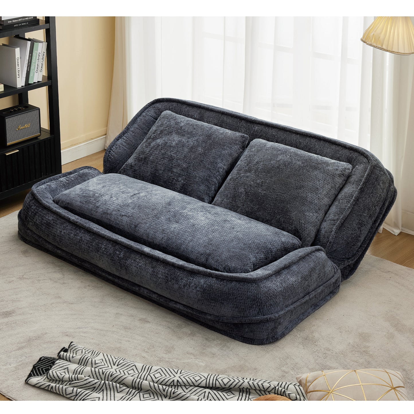 Double Lazy Sofa Dog Bed - Extra Large Loveseat in Dark Gray