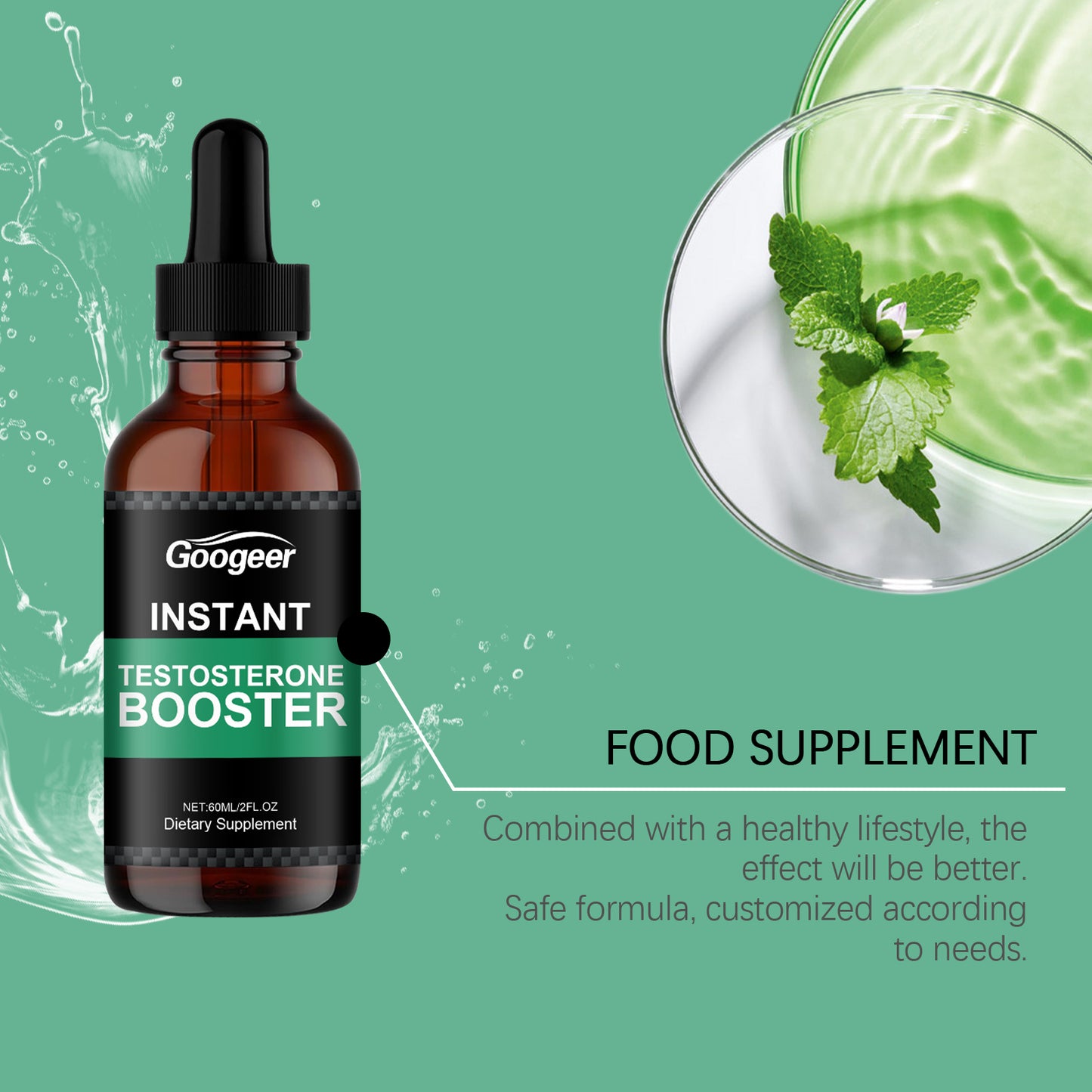 Natural Testosterone Support Drops with Shilajit & Ginseng - 60ml