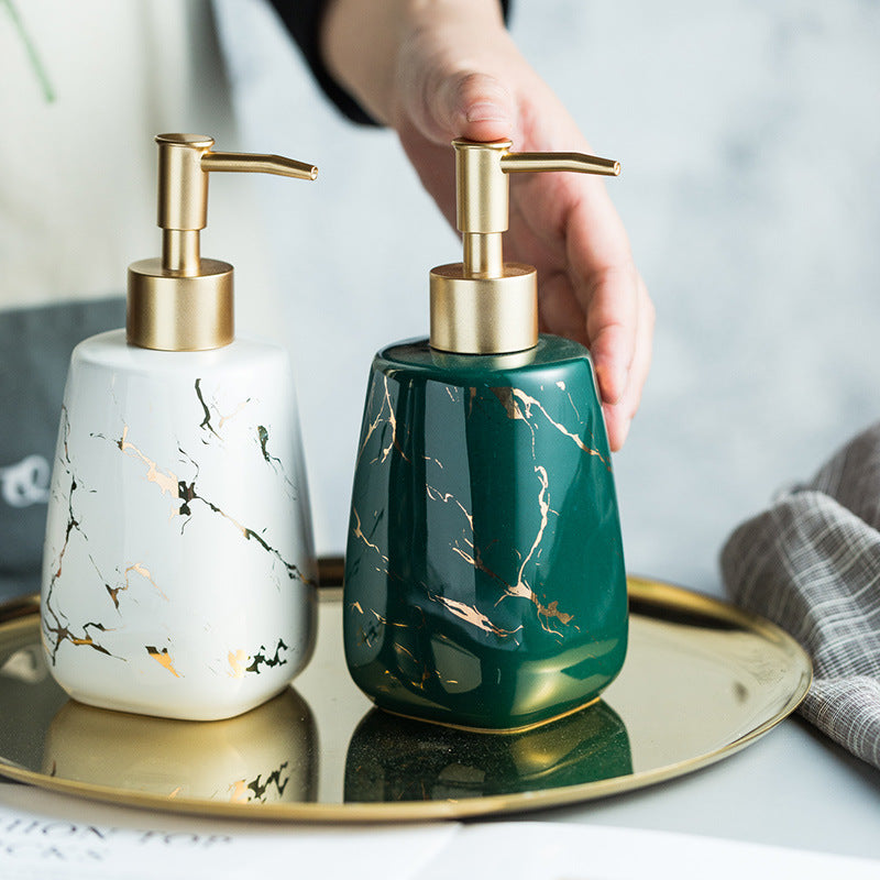 Ceramic Bathroom Storage Bottle Set - Bright White, Light Black, Green