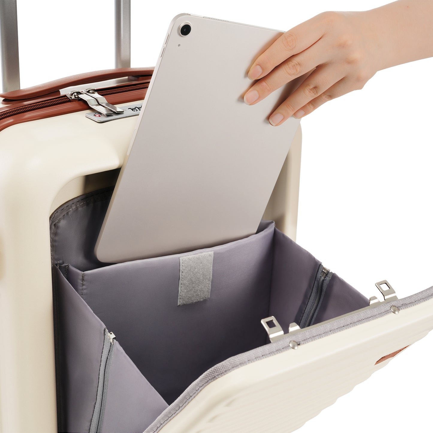 3-Piece Luggage Set with USB Port - 20, 24, 28 Inch, Ivory