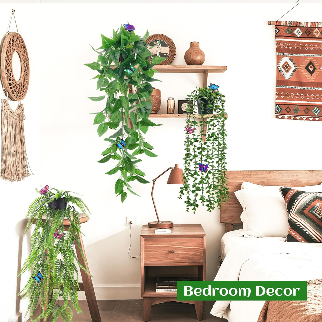 Artificial Hanging Plants with Butterflies - Eucalyptus Ivy Vines