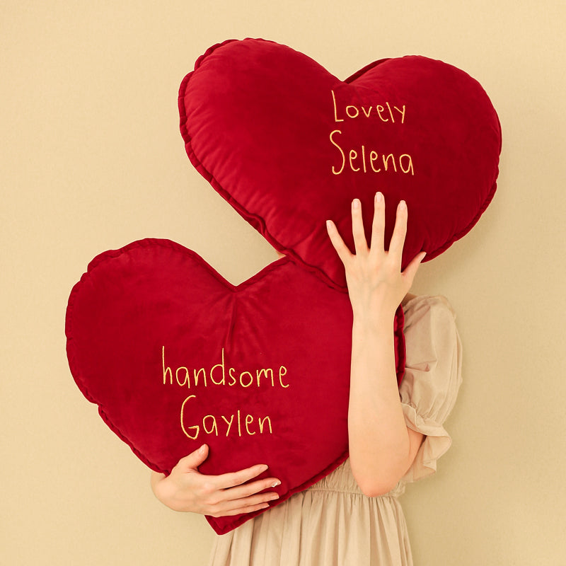 Red Embroidered Love Pillow Cushion Home Decor or 1PC