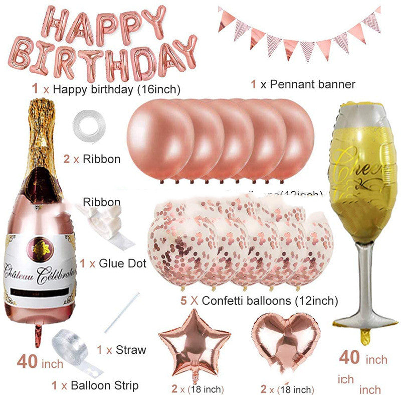 Rose Gold Balloon Set for Birthday Party Decorations, Latex Round Balloons