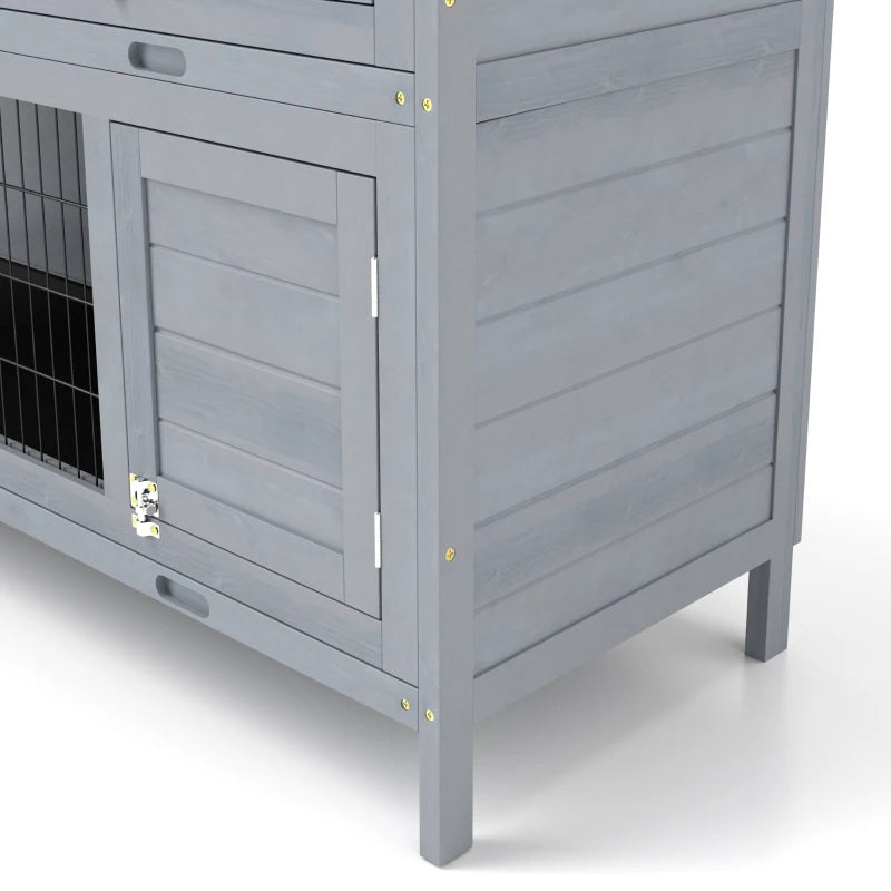 Large 2-Story Rabbit Hutch Pet House with Lockable Doors and Removable Trays