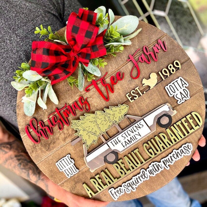 Wooden Front Door Sign Christmas Decorations Garland - Festive Holiday Home Decor