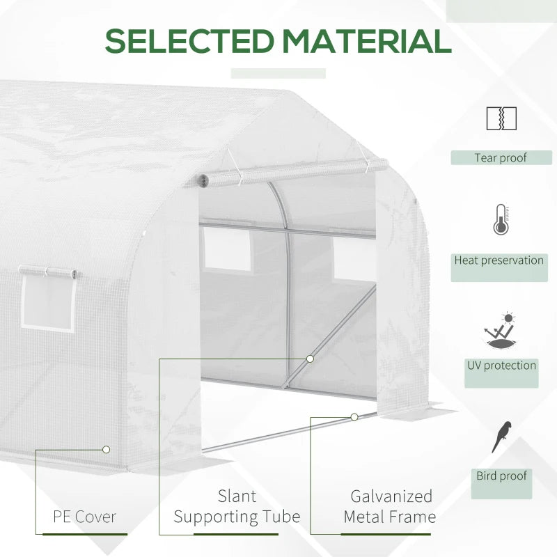 Outdoor Walk-In Greenhouse Tunnel with Roll-Up Windows and Heavy Duty Steel Frame