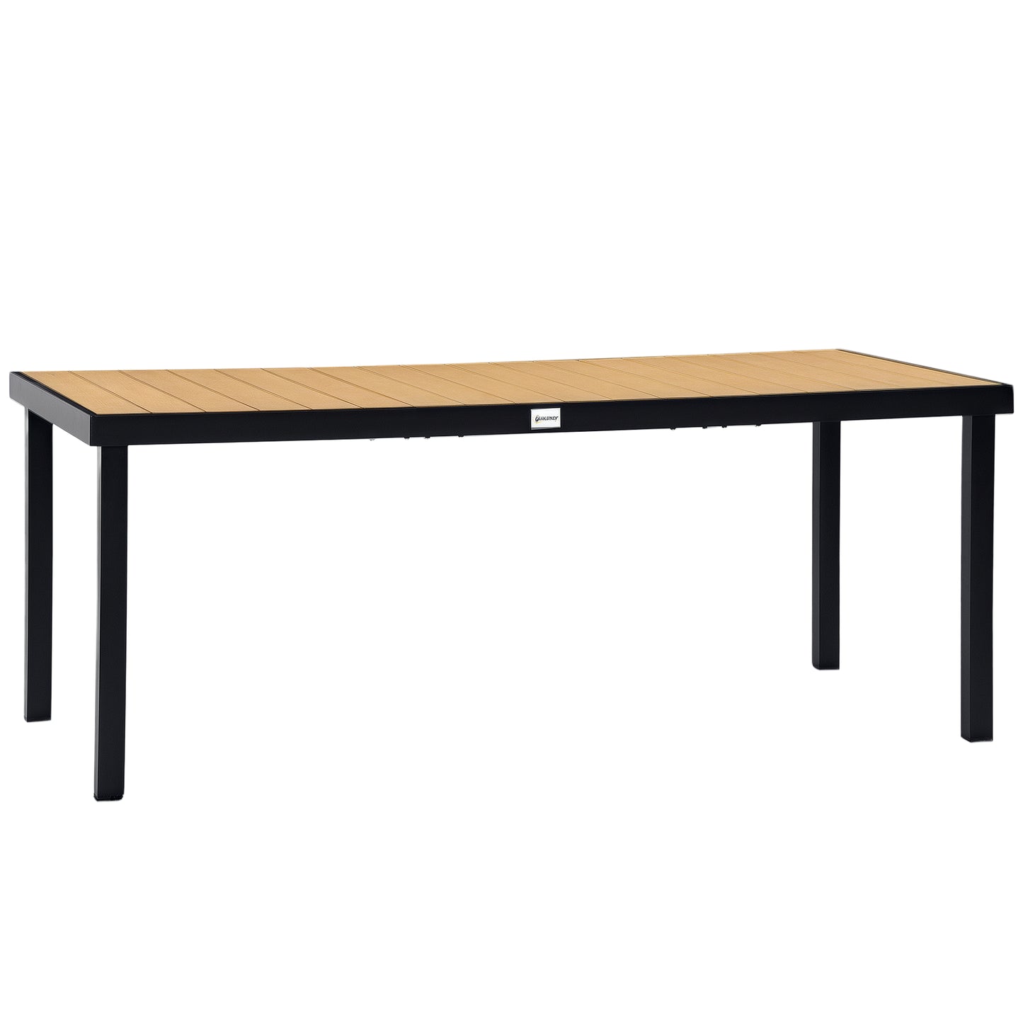 Outdoor Dining Table for 8 - Rectangular Aluminum Frame, Natural Wood Top