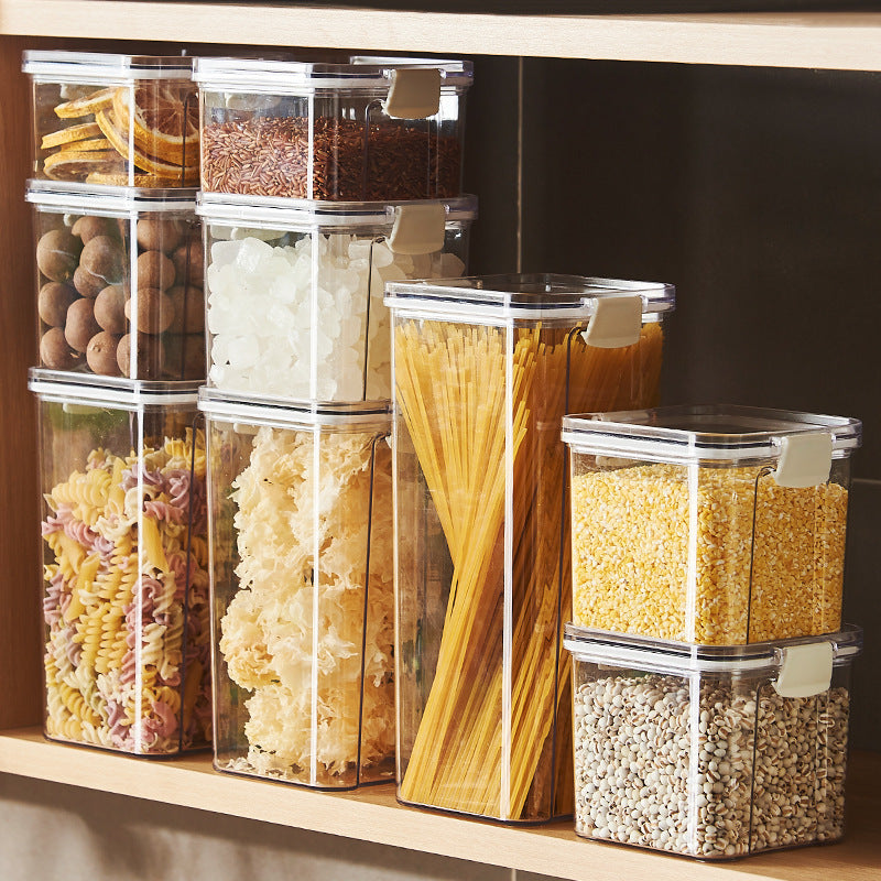 Food Grade Plastic Grain Storage Canisters with Sealed Lid - Stackable Food Containers