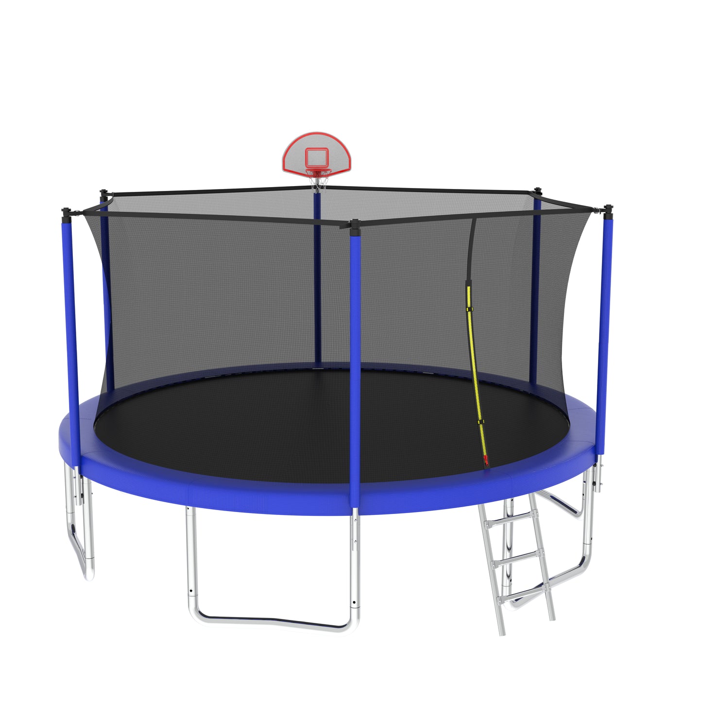 14FT Kids Recreational Trampoline with Safety Enclosure - Blue