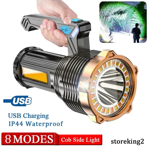 1200000LM LED Rechargeable Flashlight - Waterproof, USB Charging