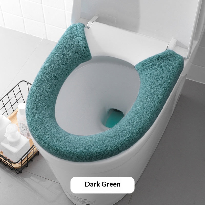 Universal Toilet Seat Cover for Bathroom Use - Winter & Autumn Fit, Slip-On Polyester