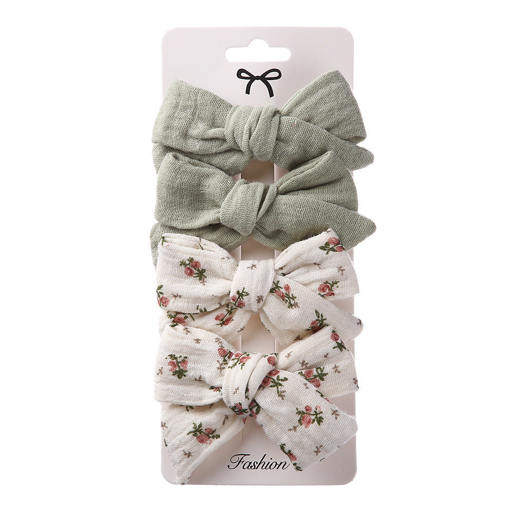 Children's Plaid Bow Hair Clips, 4-Pack