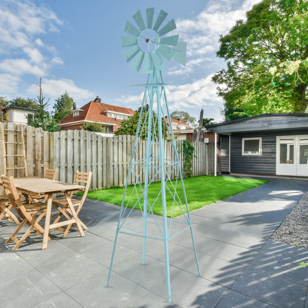 8ft Garden Windmill Wind Vane with Green Steel Construction