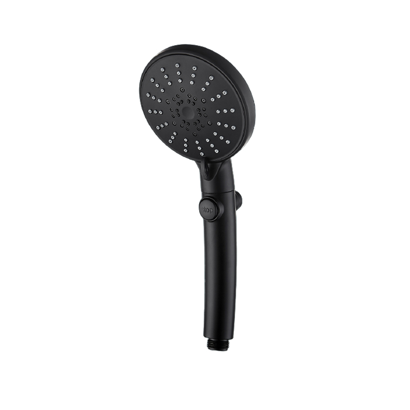 All-Black Five-Speed Shower Head with Water Stop & Self-Cleaning Function