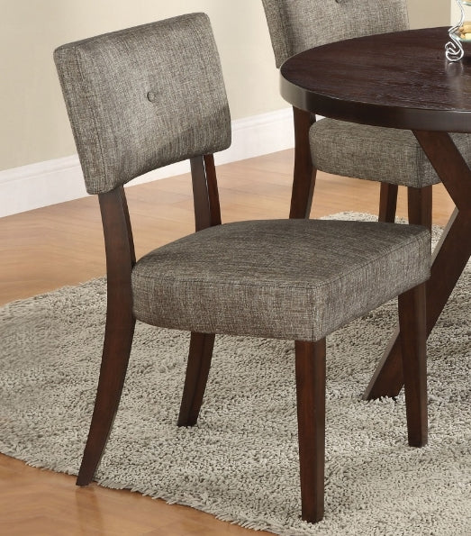 Gray Fabric Side Chair Set of 2 with Espresso Finish