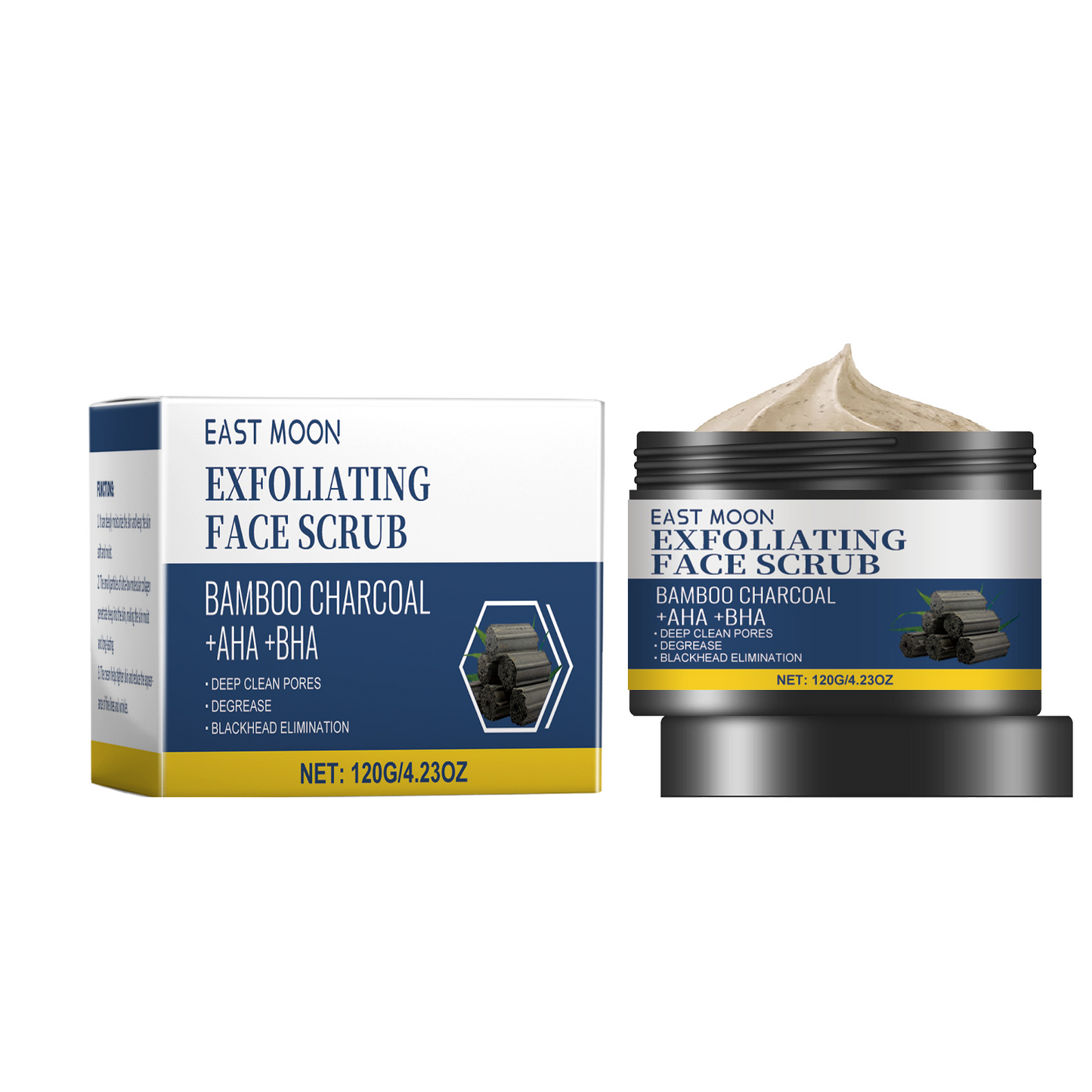 Charcoal Facial Scrub - Gentle Exfoliating Face Cleanser with Vitamin C