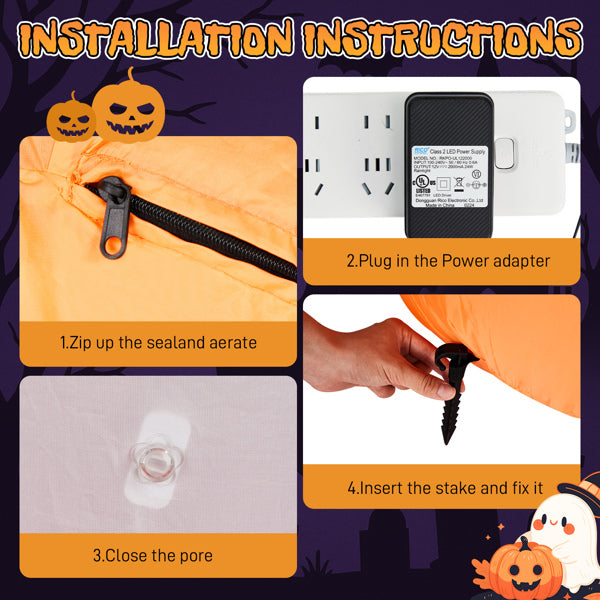 2.8FT Inflatable Animated Pumpkin Ghost with LED Lights