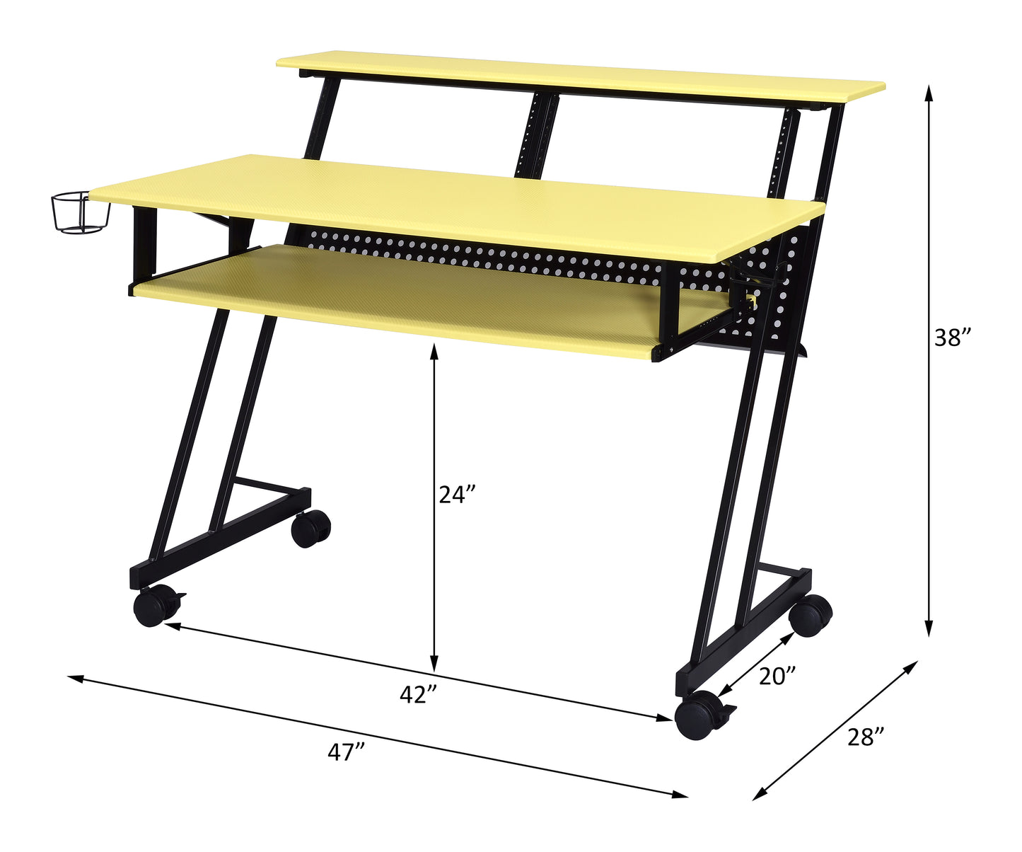 Music Recording Studio Desk - Yellow & Black Finish