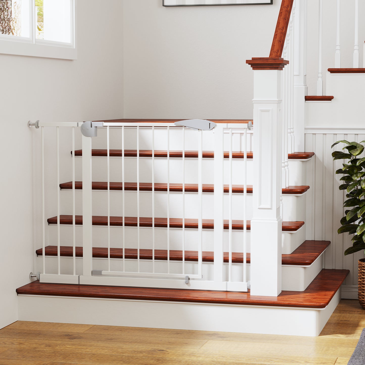 2-Pack Pressure-Mounted Baby Gate for Stairs & Doorways - White