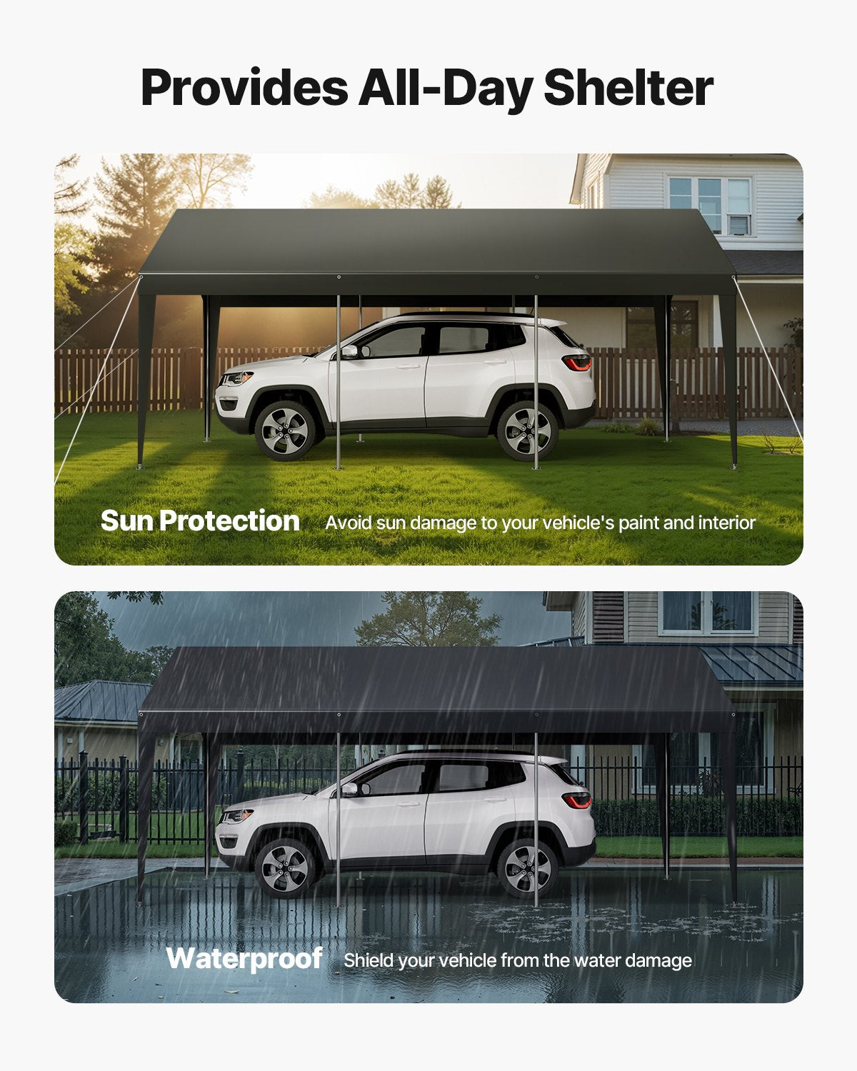 10x20 ft Heavy Duty Portable Carport Shelter Tent - Weatherproof Garage