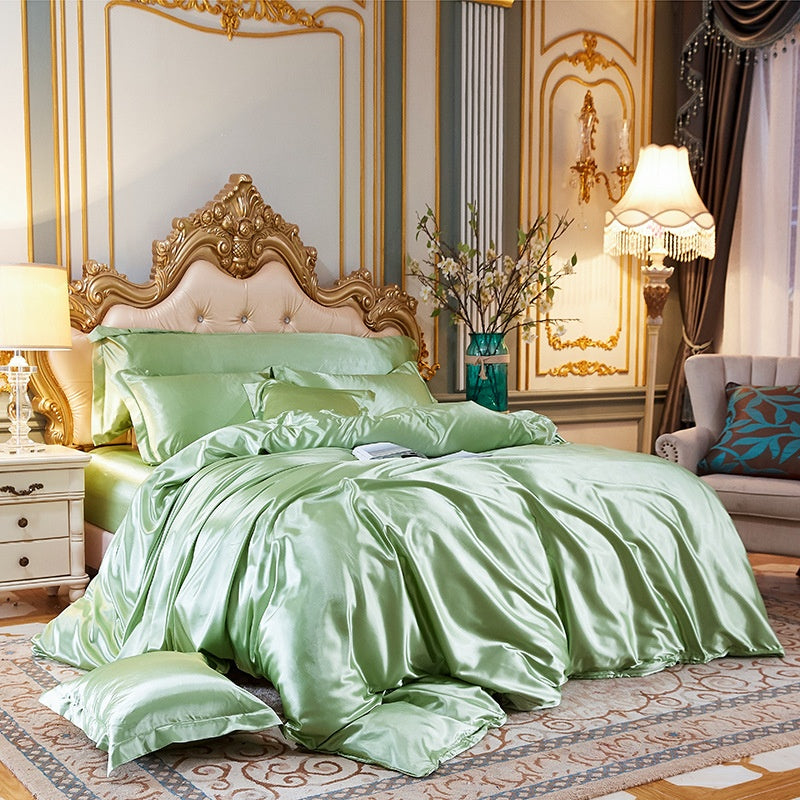 Silky Four-Piece Bedding Set - Quilt Cover Bed Sheet & Fitted Sheet