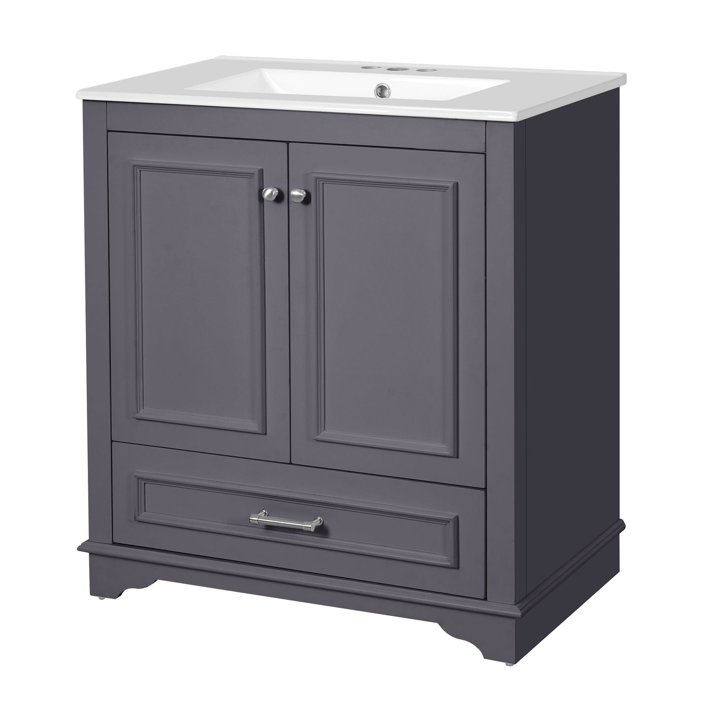 30" Blue Bathroom Vanity with Ceramic Sink & Soft Close Doors