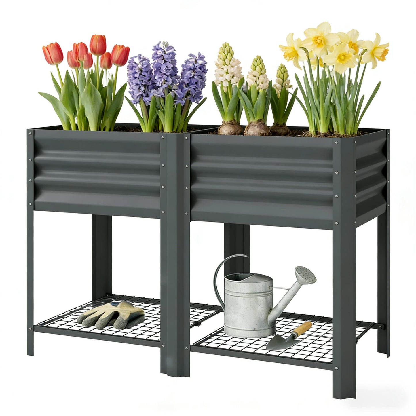 Outdoor Elevated Planter Box - Dark Gray Raised Garden Bed