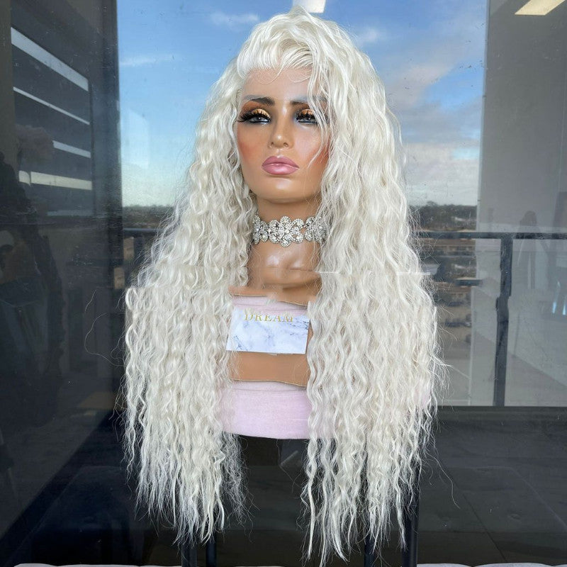 Women's Lace-Front Synthetic Hair Wigs with Long Curly Hair - Multiple Sizes