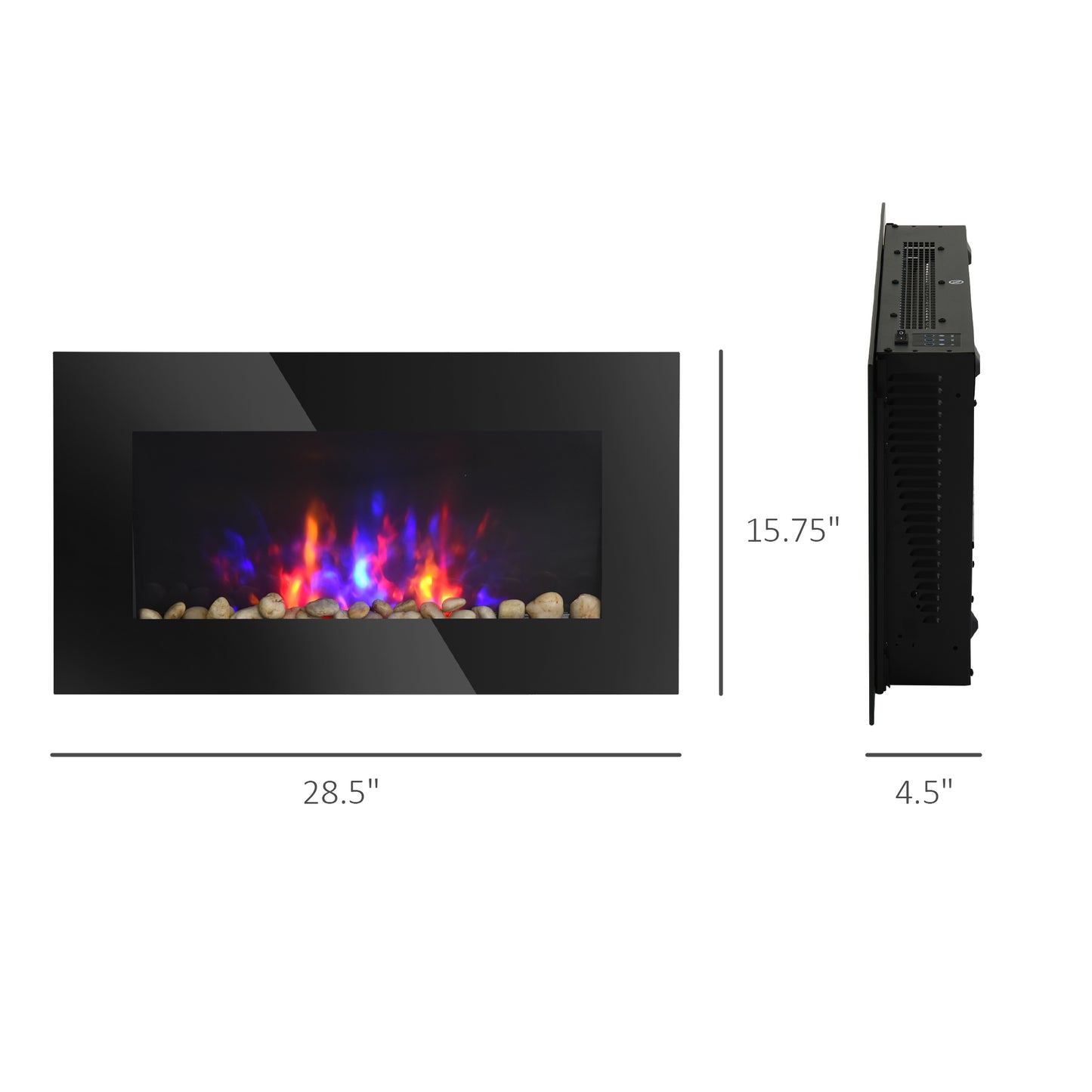 28.5-Inch Electric Wall-Mounted Fireplace with Flame Effect and Multi-Color Lighting