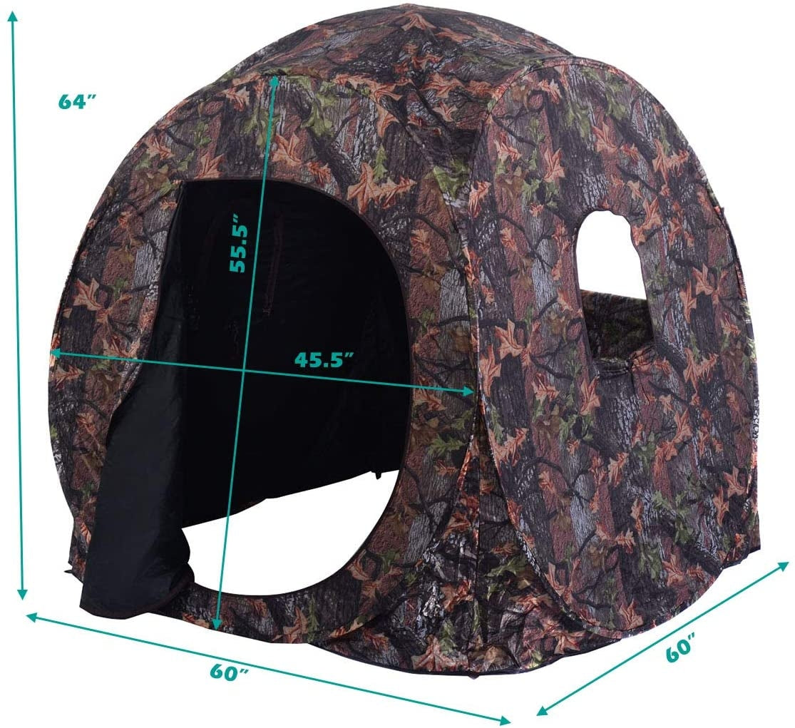 Portable Ground Camo Blind for Hunting - 2-3 Person Capacity