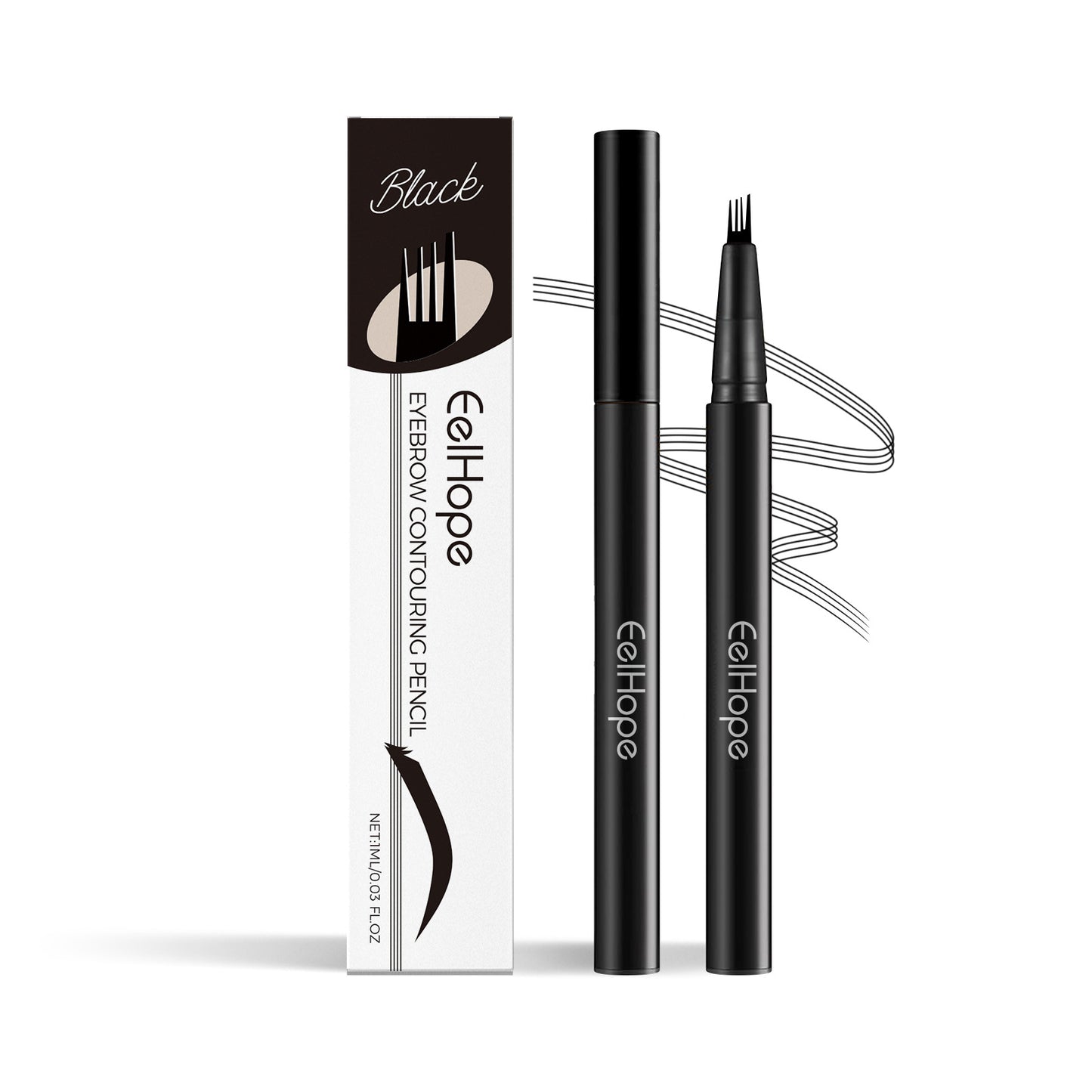 Waterproof Micro-Fork Eyebrow Pencil - Sweat-Proof Makeup Tool, 1ml Black & Brown