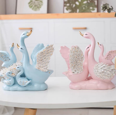 Five-Person Family Ceramic Swan Wine Cabinet Decoration - Home Storage