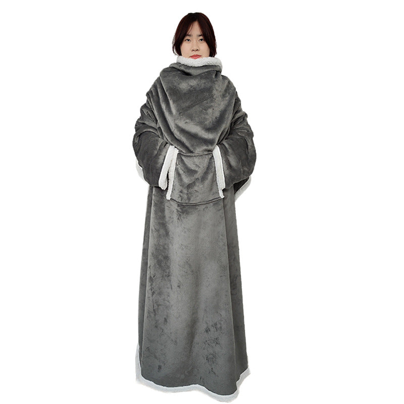 Wearable Lambswool Blanket with Large Pocket - Lazy Winter Throw 150x180cm