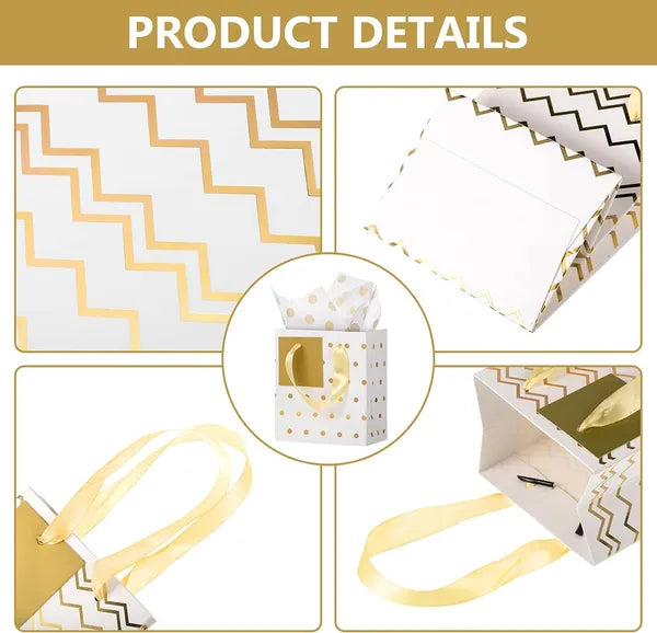 Mini Metallic Gift Bags - 12 Pcs with Handles for Parties