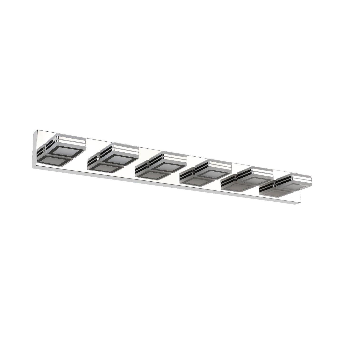 39-Inch Modern Chrome LED Vanity Light with Acrylic Lampshades