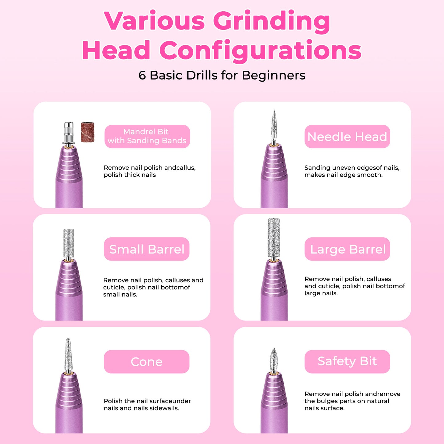 Portable Electric Nail Drill Kit for Acrylic and Gel Nails - Rose Gold