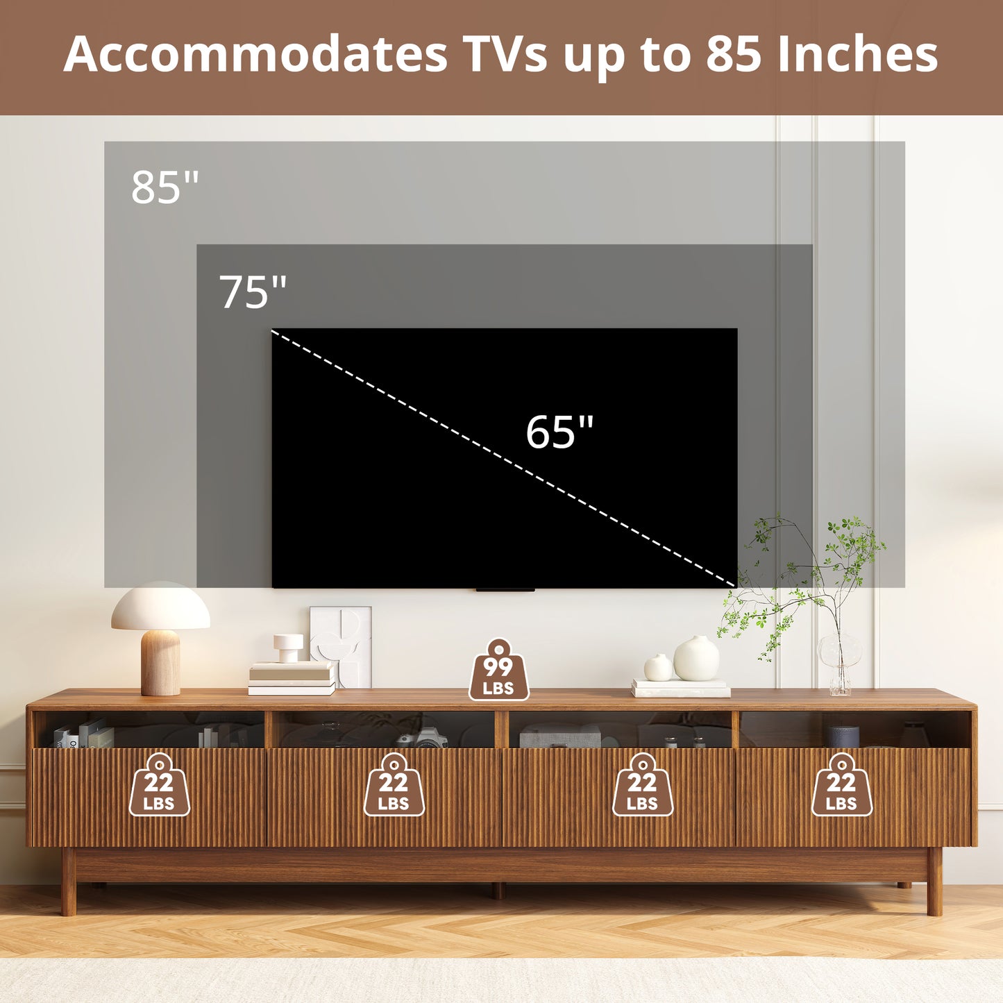 78-Inch TV Stand for Living Room - Modern Entertainment Center