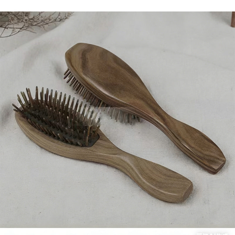 Natural Green Sandalwood Massage Comb - Scalp Massager & Wooden Hair Comb
