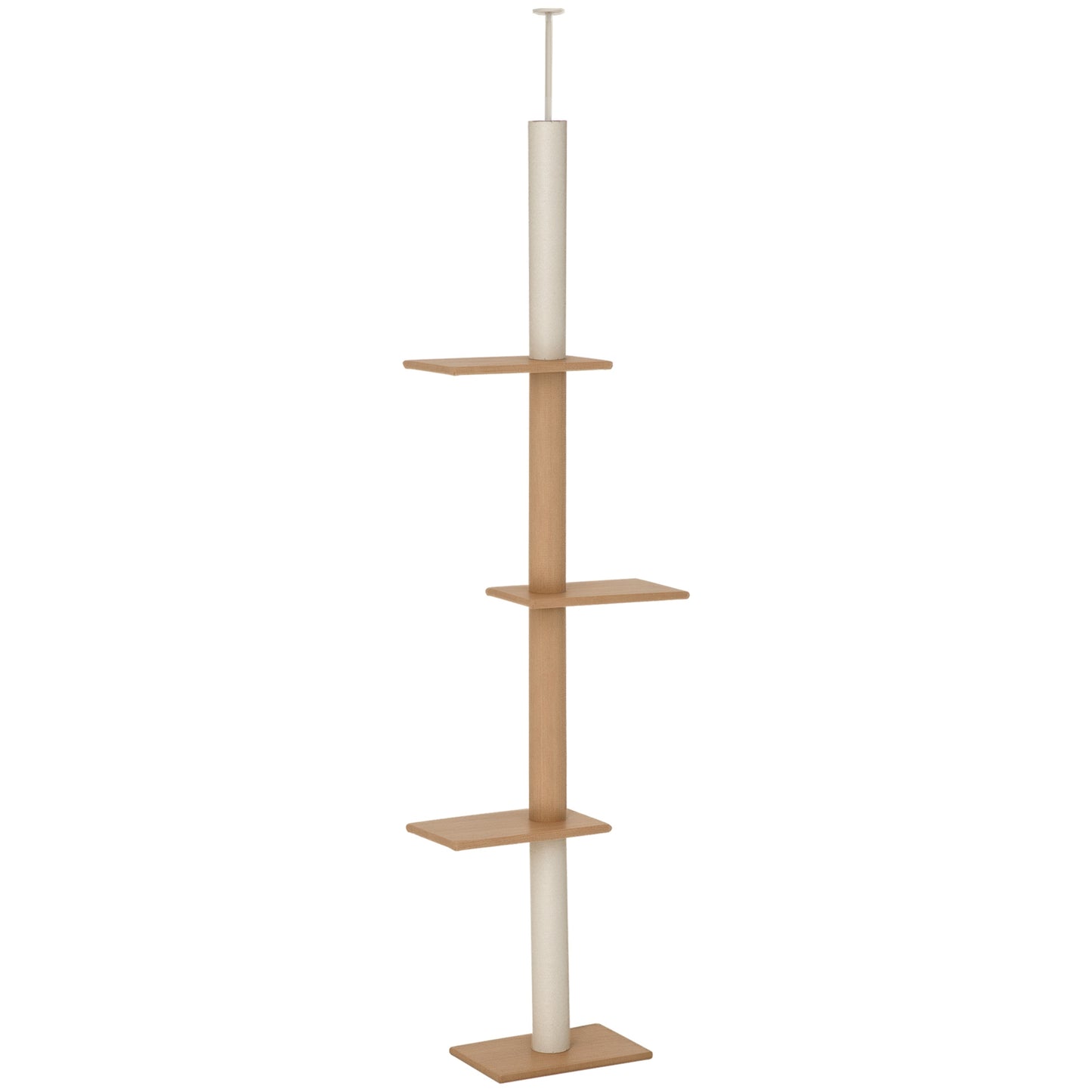 Floor-to-Ceiling Cat Tree Tower with Sisal Scratching Posts - Light Brown, 580x290x280 mm