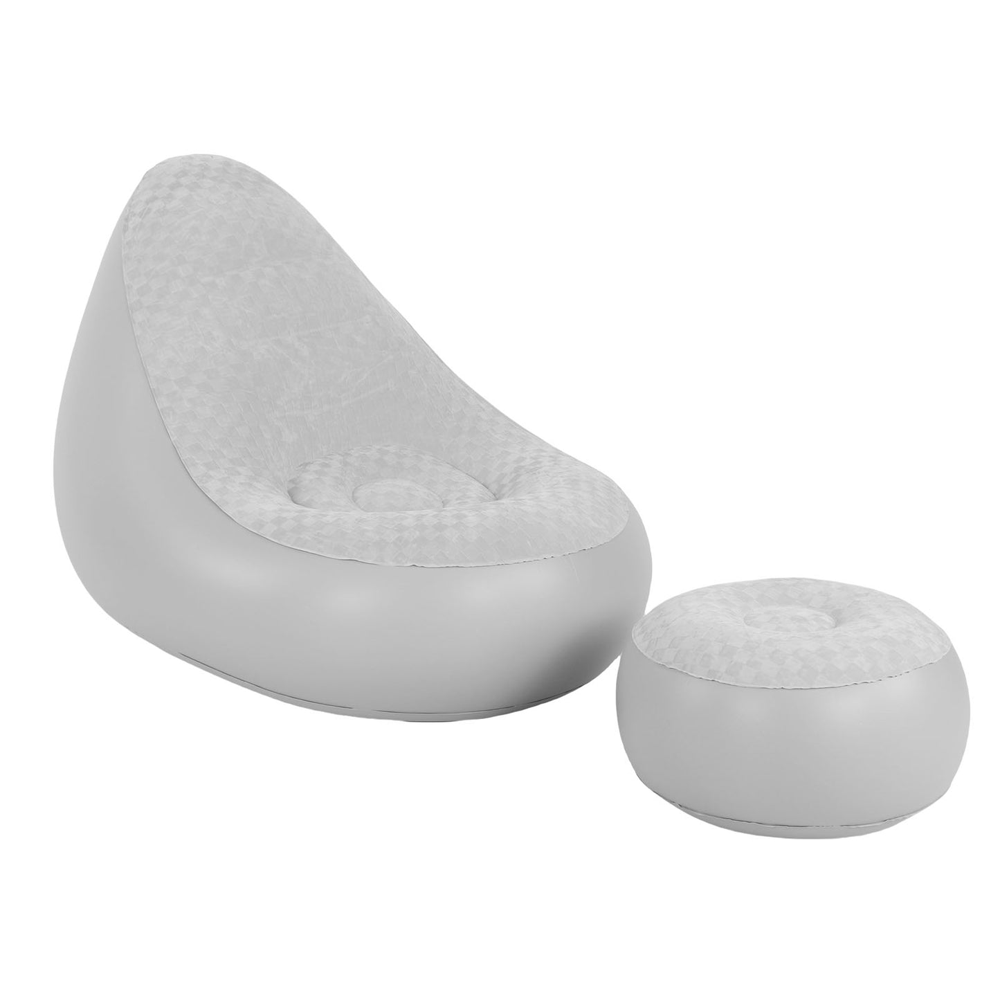 Inflatable Lounge With Footstool PVC Flocking Water Proof Folding