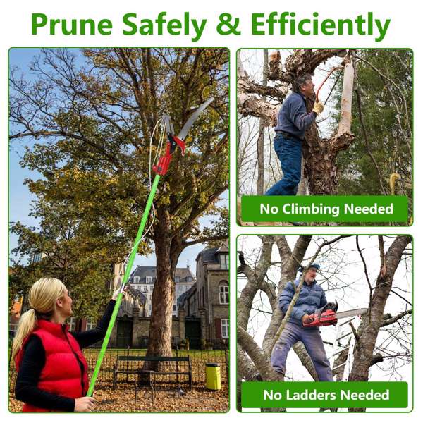 Extendable Manual Pole Saw & Pruner 28ft Tree Trimming Kit with Safety Gear