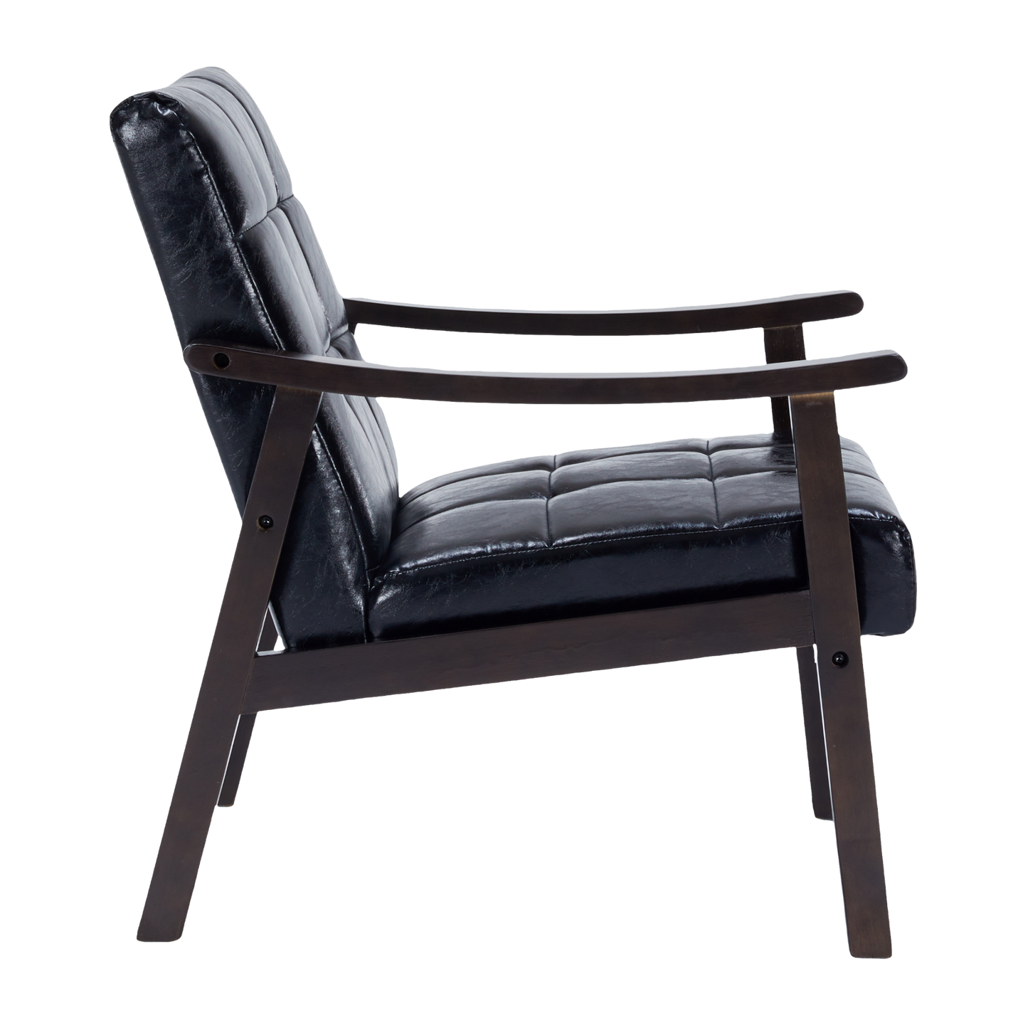 Modern High Back Armchair - Antique Black PU Leather