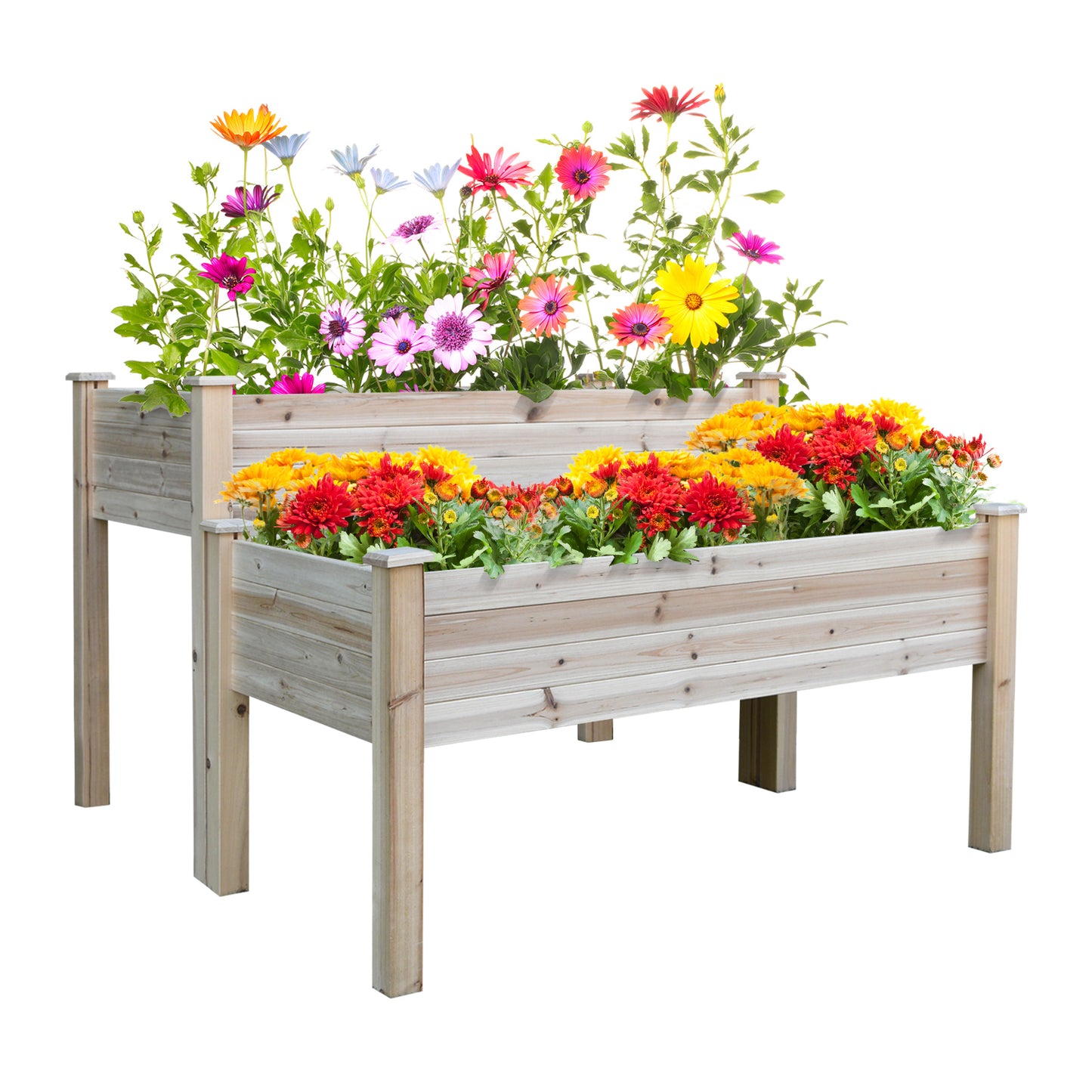 Two-Tier Wooden Elevated Garden Bed - Large Outdoor Planter 45x45