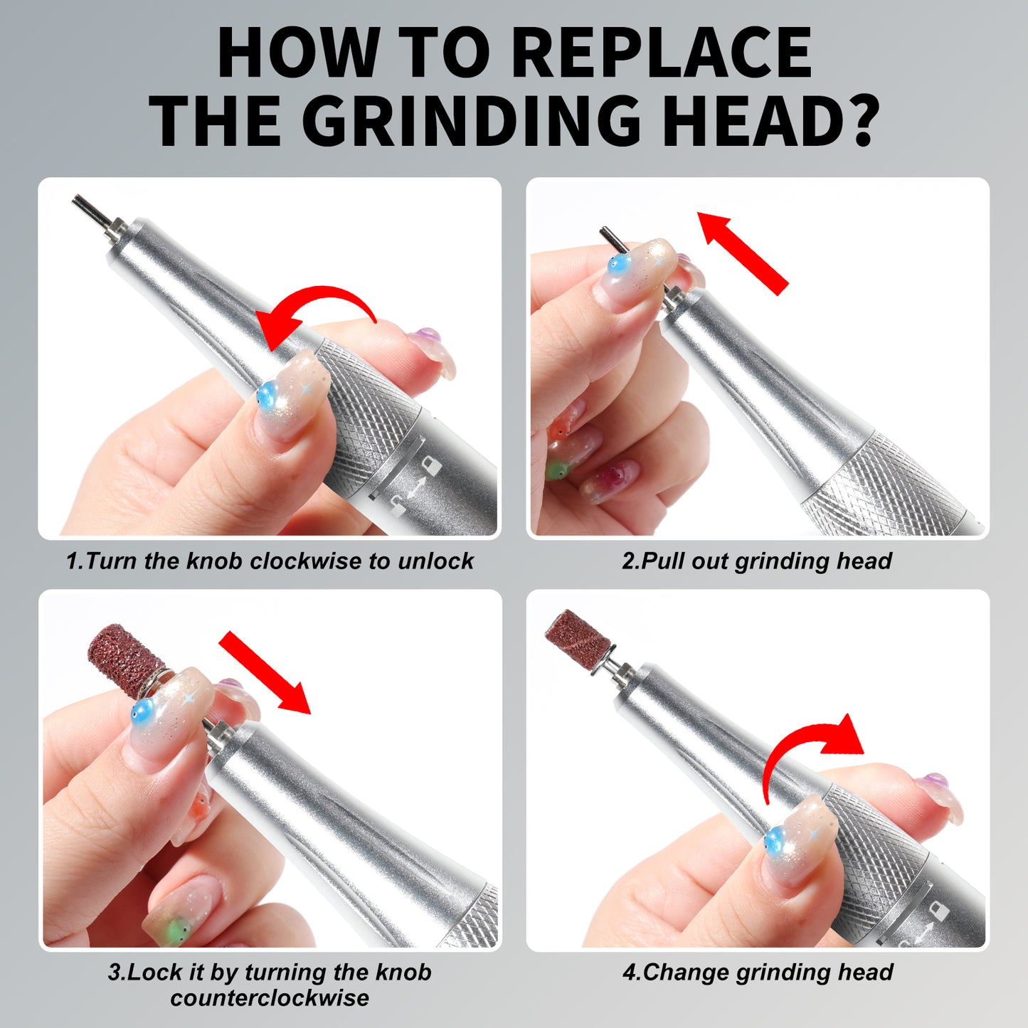 Professional Portable Electric Nail Drill - 50,000 RPM Rechargeable E-File